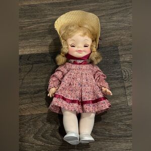 Vintage Effanbee Doll Adorable Pink Floral Doll with Hat